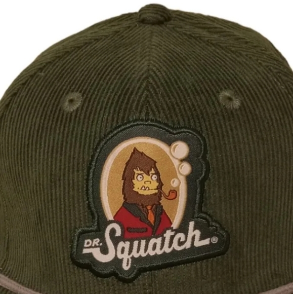 DR SQUATCH GREEN CORDUROY GRAPHIC BASEBALL ADJUSTABLE SNAP BACK HAT CAP - Picture 2 of 4